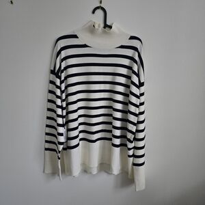 Aritzia Babaton Weekday Navy and White Striped Sweater Mockneck